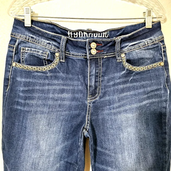 Hydraulic Nolita Ankle Skinny jeans size 10 embroidered blue denim 27" inseam - Picture 2 of 14